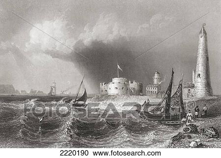Stock Image - Hurst Castle, England In The 19Th Century. From The History Of England Published 1859.. Fotosearch