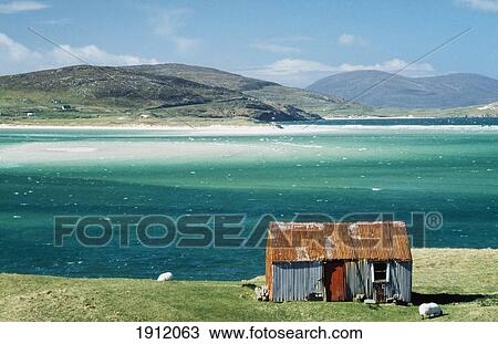 Hut On West Coast Of Isle Of Harris, Losgaintir, Scotland View Large Photo Image Stock Image - Hut On West Coast Of Isle Of Harris, Losgaintir, Scotland. Fotosearch