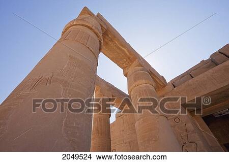 Picture - Hypostyle Hall, Its Roof Supported By 48 Elegant Papyrus Columns At The Temple Of Ramses Ii At The Ramesseum, Western Thebes, Qina, Egypt. Fotosearch