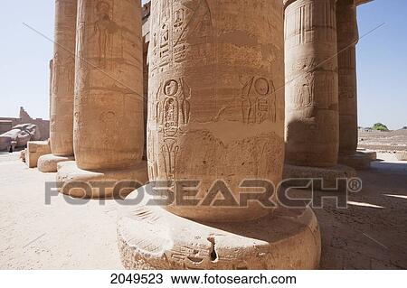 Stock Image - Hypostyle Hall, Its Roof Supported By 48 Elegant Papyrus Columns At The Temple Of Ramses Ii At The Ramesseum, Western Thebes, Qina, Egypt. Fotosearch