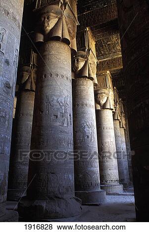 Hypostyle Hall With Hathor Headed Columns At Temple Of Dendarah View Large Photo Image Stock Photo - Hypostyle Hall With Hathor Headed Columns At Temple Of Dendarah. Fotosearch