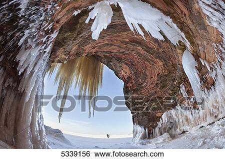 Stock Photograph - Ice caves on Lake Superior, near Bayfield; Michigan, United States of America. Fotosearch