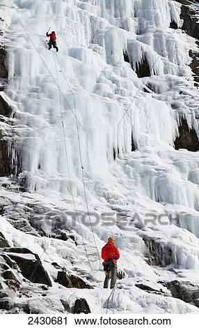 Stock Image - Ice climbing, Lake Willoughby; Vermont, United States of America. Fotosearch