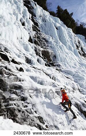 Stock Photo - Ice climbing, Lake Willoughby; Vermont, United States of America. Fotosearch