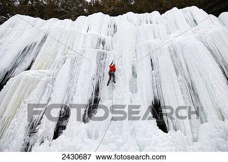 Stock Photo - Ice climbing, Lake Willoughby; Vermont, United States of America. Fotosearch