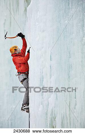 Stock Photo - Ice climbing; Saint Sylvere, Quebec, Canada. Fotosearch