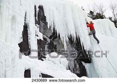 Ice climbing; Saint Sylvere, Quebec, Canada View Large Photo Image Stock Photo - Ice climbing; Saint Sylvere, Quebec, Canada. Fotosearch