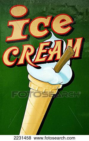 Ice Cream, Traditional Sign, Seaside, Brighton, England. View Large Photo Image Stock Photo - Ice Cream, Traditional Sign, Seaside, Brighton, England.. Fotosearch
