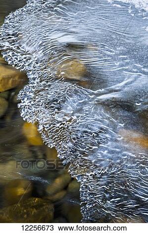 Stock Image - Ice crystal form under the snowbank of Eagle River, Chugach State Park, Southcentral Alaska, Winter. Fotosearch