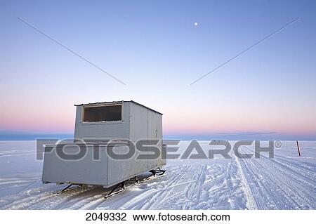 Ice Fishing Hut At Sunset On Lake Winnipeg, Near Gimli, Manitoba View Large Photo Image Stock Image - Ice Fishing Hut At Sunset On Lake Winnipeg, Near Gimli, Manitoba. Fotosearch