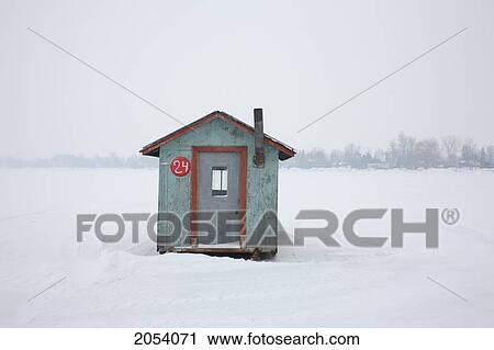 Ice Fishing Hut, Ile De Perrot, Quebec. View Large Photo Image Stock Image - Ice Fishing Hut, Ile De Perrot, Quebec.. Fotosearch