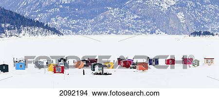 Ice Fishing Huts On Saguenay River; Saguenay Lac-Saint-Jean Quebec Canada View Large Photo Image Picture - Ice Fishing Huts On Saguenay River; Saguenay Lac-Saint-Jean Quebec Canada. Fotosearch