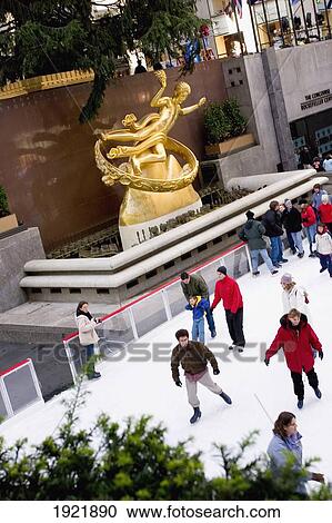 Stock Image - Ice Skating At Rockefeller Center. Fotosearch
