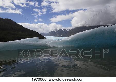 Stock Photograph - Icebergs In San Rafael Glacierin Front Of San Rafael Glacier, Laguna San Rafael National Park, Aysen Region, Chile. Fotosearch
