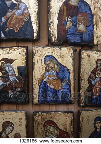 Icons For Sale Of The Virgin Mary View Large Photo Image Stock Photograph - Icons For Sale Of The Virgin Mary. Fotosearch