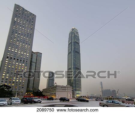 Stock Image - Ifc Tower At Dusk In Central, Hong Kong, China. Fotosearch
