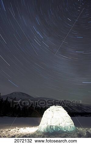 Igloo And Star Trails, Kusawa Lake, Yukon View Large Photo Image Stock Image - Igloo And Star Trails, Kusawa Lake, Yukon. Fotosearch