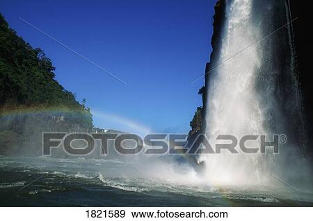 Stock Photo - Iguacu Falls, Iguazu River, Brazil; Waterfalls That Border Brazil And Argentina. Fotosearch