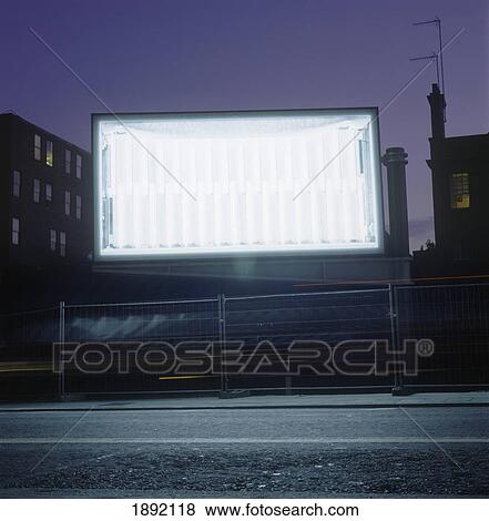 Stock Photo - Illuminated Billboard In Street. Fotosearch