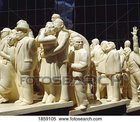 Stock Photography - Illuminated Crowd Statue, Montreal, Quebec, Canada. Fotosearch