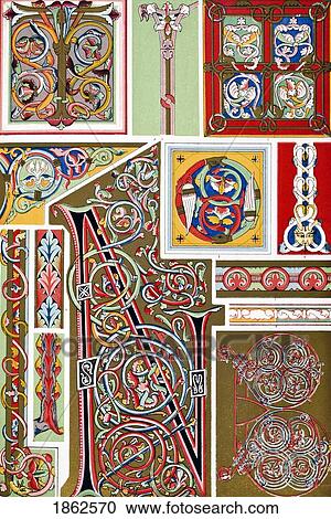 Illuminated Mss No 1 Plate Lxxi From The Grammar Of Ornament By Owen Jones Published By Day & Son London 1865 View Large Photo Image Stock Image - Illuminated Mss No 1 Plate Lxxi From The Grammar Of Ornament By Owen Jones Published By Day & Son London 1865. Fotosearch