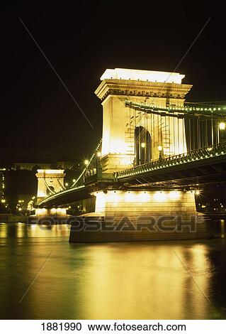 Illuminated Sz? chenyi Chain Bridge At Night View Large Photo Image Stock Image - Illuminated Sz? chenyi Chain Bridge At Night. Fotosearch