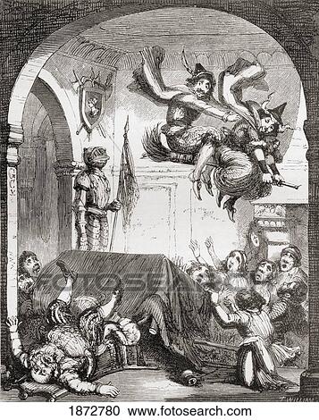 Stock Image - Illustration By George Cruikshank To The Poem The Witches Frolic. From The Book The Ingoldsby Legends Or Mirth And Marvels By Thomas Ingoldsby, Published 1865.. Fotosearch