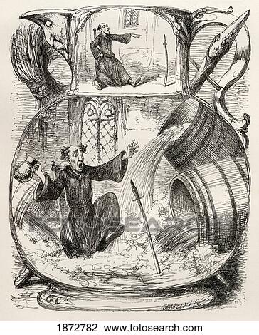 Stock Image - Illustration By George Cruikshank To The Poem A Lay Of St. Dunstan. From The Book The Ingoldsby Legends Or Mirth And Marvels By Thomas Ingoldsby, Published 1865.. Fotosearch