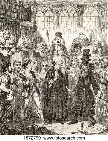 Stock Image - Illustration By George Cruikshank To The Poem The Merchant Of Venice, A Legend Of Italy. From The Book The Ingoldsby Legends Or Mirth And Marvels By Thomas Ingoldsby, Published 1865.. Fotosearch