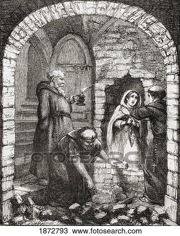 Stock Image - Illustration By George Cruikshank To Netley Abbey A Legend Of Hampshire. From The Book The Ingoldsby Legends Or Mirth And Marvels By Thomas Ingoldsby, Published 1865.. Fotosearch
