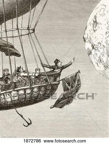 Stock Photograph - Illustration By George Cruikshank To The Poem The Monstre Balloon. From The Book The Ingoldsby Legends Or Mirth And Marvels By Thomas Ingoldsby, Published 1865.. Fotosearch
