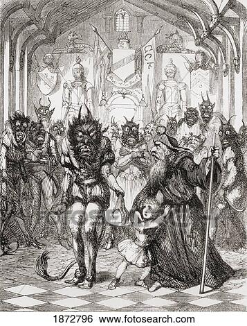 Stock Photograph - Illustration By George Cruikshank To The Poem The Lay Of St. Cuthbert. From The Book The Ingoldsby Legends Or Mirth And Marvels By Thomas Ingoldsby, Published 1865.. Fotosearch