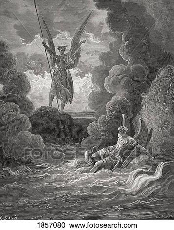 Stock Image - Illustration By Gustave Dore 1832-1883 French Artist And Illustrator For Paradise Lost By John Milton Book 1 Lines 221 And 222. Fotosearch