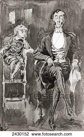 Stock Image - Illustration by Harry Furniss for the Charles Dickens novel Dombey and Son, from The Testimonial Edition, published 1910.. Fotosearch