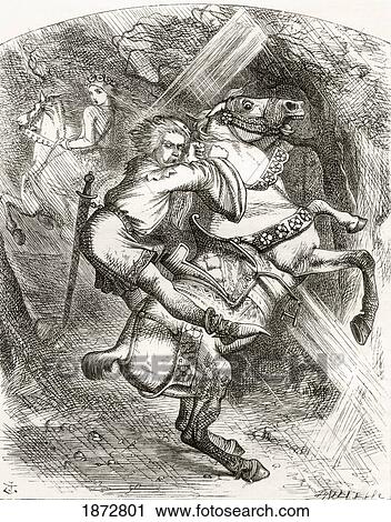 Stock Image - Illustration By J. Tenniel, To The Poem The Blasphemer's Warning. From The Book The Ingoldsby Legends Or Mirth And Marvels By Thomas Ingoldsby, Published 1865.. Fotosearch