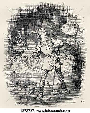 Stock Photo - Illustration By J. Tenniel To The Poem Sir Rupert The Fearless, A Legend Of Germany. From The Book The Ingoldsby Legends Or Mirth And Marvels By Thomas Ingoldsby, Published 1865.. Fotosearch