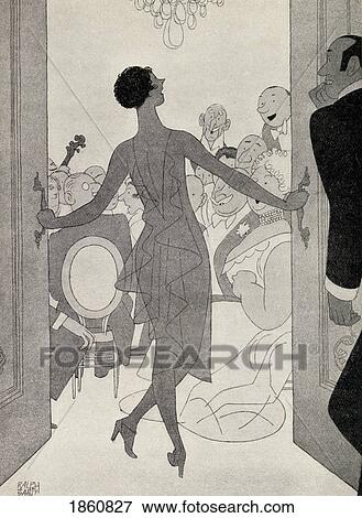 Stock Photo - Illustration By Ralph Barton 1891 To 1931 Frontspiece From The Book But Gentlemen Marry Brunettes By Anita Loos Published 1928. Fotosearch