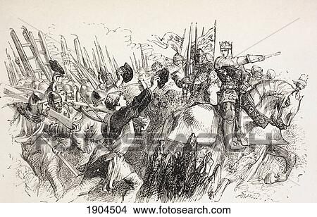 Illustration By Sir John Gilbert For King Henry V By William Shakespeare. King Henry's Forces At The Siege Of Harfleur, France. From The Illustrated Library Shakspeare, Published London 1890. View Large Photo Image Picture - Illustration By Sir John Gilbert For King Henry V By William Shakespeare. King Henry's Forces At The Siege Of Harfleur, France. From The Illustrated Library Shakspeare, Published London 1890.. Fotosearch
