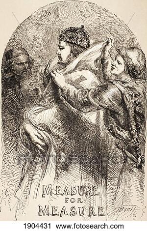 Stock Image - Illustration By Sir John Gilbert For Measure For Measure, By William Shakespeare. From The Illustrated Library Shakspeare, Published London 1890.. Fotosearch