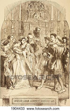 Stock Image - Illustration By Sir John Gilbert For Much Ado About Nothing, By William Shakespeare. From The Illustrated Library Shakspeare, Published London 1890.. Fotosearch