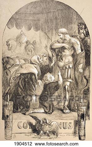 Stock Image - Illustration By Sir John Gilbert For Coriolanus By William Shakespeare. From The Illustrated Library Shakspeare, Published London 1890.. Fotosearch