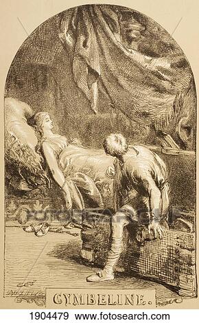 Stock Photo - Illustration By Sir John Gilbert For Cymbeline By William Shakespeare. From The Illustrated Library Shakspeare, Published London 1890.. Fotosearch