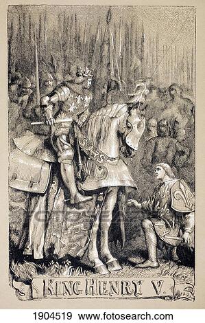 Stock Photo - Illustration By Sir John Gilbert For King Henry V By William Shakespeare. From The Illustrated Library Shakspeare, Published London 1890.. Fotosearch