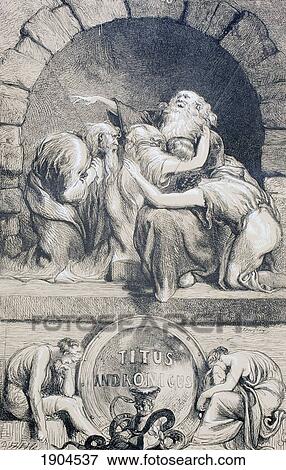 Stock Photo - Illustration By Sir John Gilbert For Titus And Andronicus By William Shakespeare. From The Illustrated Library Shakspeare, Published London 1890.. Fotosearch