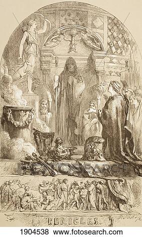 Stock Photo - Illustration By Sir John Gilbert For Pericles By William Shakespeare. From The Illustrated Library Shakspeare, Published London 1890.. Fotosearch