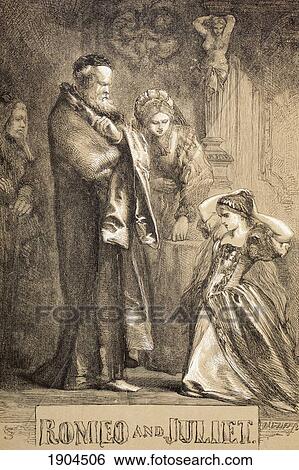 Stock Photograph - Illustration By Sir John Gilbert For Romeo And Juliet By William Shakespeare. From The Illustrated Library Shakspeare, Published London 1890.. Fotosearch
