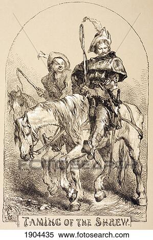 Stock Photography - Illustration By Sir John Gilbert For Taming Of The Shrew, By William Shakespeare. From The Illustrated Library Shakspeare, Published London 1890.. Fotosearch