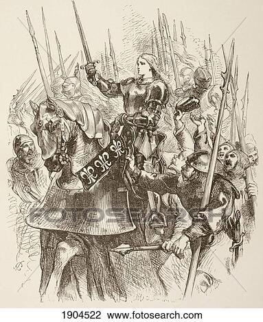 Stock Image - Illustration By Sir John Gilbert Of Joan La Pucelle, Or Joan Of Arc In King Henry Vi, Part I By William Shakespeare. From The Illustrated Library Shakspeare, Published London 1890.. Fotosearch