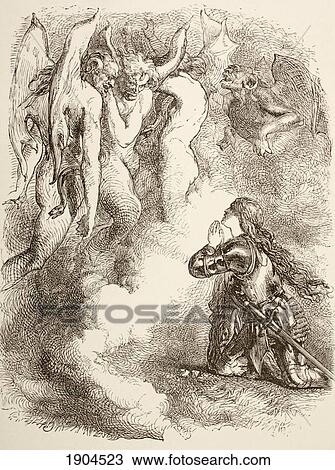 Stock Image - Illustration By Sir John Gilbert Of Joan La Pucelle, Or Joan Of Arc's Fiends Abandoning Her In King Henry Vi, Part I By William Shakespeare. From The Illustrated Library Shakspeare, Published London 1890.. Fotosearch