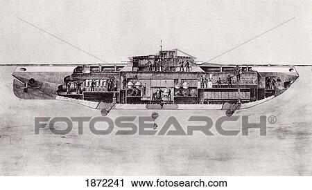 Illustration Of A Lake Submarine, Used During World War One To Lay Mines On The Sea Bed. From The Illustrated War News Published 1915. View Large Photo Image Stock Image - Illustration Of A Lake Submarine, Used During World War One To Lay Mines On The Sea Bed. From The Illustrated War News Published 1915.. Fotosearch